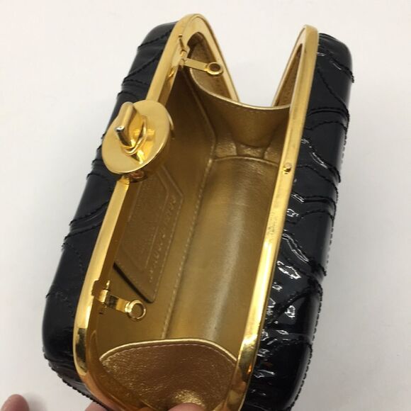 Coach Black Patent Leather Raised "C" Hard Shell Turnlock  Clutch Style 12198 - Picture 15 of 17